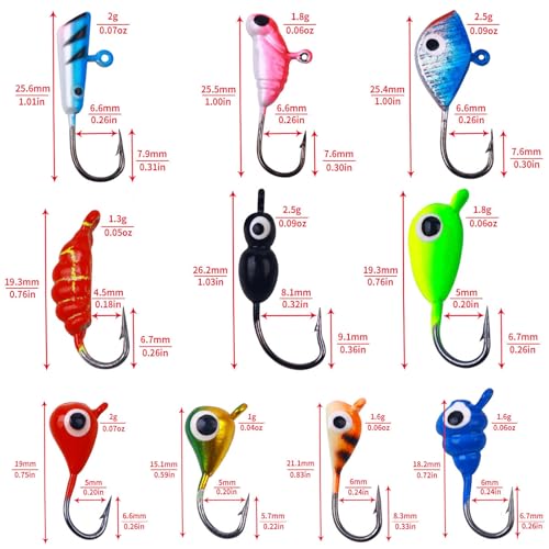 Ice Fishing Jigs Kit Essential Ice Fishing Lures for Beginners to Hook Big Fish and Reel in The Fun! - color: A48Pcs