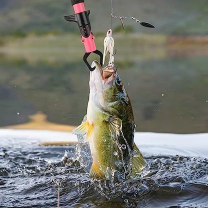 mouhike Fishing Pliers Fish Lip Gripper Fishing Tool Kit Muti-Function Saltwater Fishing Line Cutter Hook Remover with Sheath Lanyard, Fly Ice Fishing Gear Fishing Gifts for Men Women - color: Pink & Black