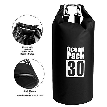 Dry Sack/Floating Waterproof Bag 2L/5L/10L/20L/30L for Boating, Kayaking, Hiking, Snowboarding, Camping, Rafting, Fishing and Backpacking - color: Black, size: 2L