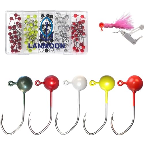 100pcs Fly Tying Jig Heads Kit, Jig Heads for Fly Fishing for Trout Crappie DIY Lure Making Kit 1/64oz 1/35oz 1/16oz - size: Jig Heads100pcs-1/64oz