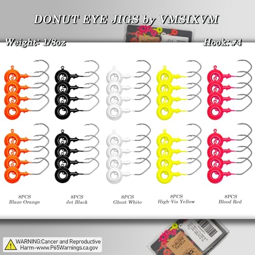 40 Pcs Crappie Jigs Kit, Scent Holder Crappie Jig Heads for Bass Panfish Walleye Fishing, 1/8oz, 1/16oz - color: 1/8oz - 40 Pcs
