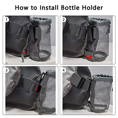 BASSDASH Fly Fishing Vest Adjustable Size with Detachable Water Bottle Holder for Men and Women FV07 - color: Men’s Size - Grey/Chocolate