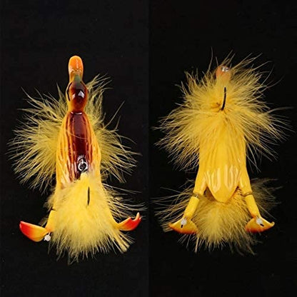 1piece 3D Duck Topwater Fishing Lure Yellow Duckling Floating Artificial Bait Plopping and Splashing Feet Hard Fishing Tackle Geer 12cm 28g - color: Yellow A