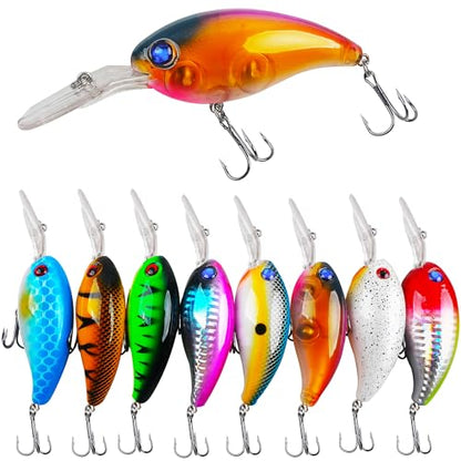 8PCS Fishing Lures Popper Lures Shadllow Deep Diving Swimbait Crankbait Fish Wobble Hard Fishing Baits for Bass Trout Freshwater and Saltwater Fish Tackles 3.54inch/4.0inch - color: 4.0inch - 8pcs