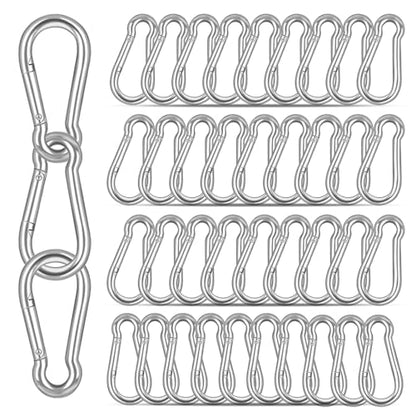 40PCS M5 Heavy Duty Carabiner Clip, 2Inch Snap Hook Quick Link Small Carabiner Clips,Spring Link Buckle for Fishing Camping Hammock Dog Leashes-220LBS Holding Capacity (Silver) - color: Silver, size: 40PCS-M5