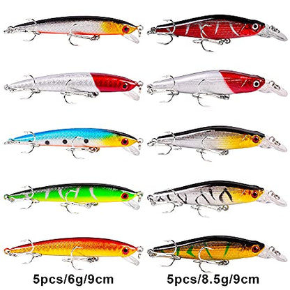 Bass Fishing Lures Kit Set Topwater Hard Baits Minnow Crankbait Pencil VIB Swimbait for Bass Pike Fit Saltwater and Freshwater - color: 560-56pcs