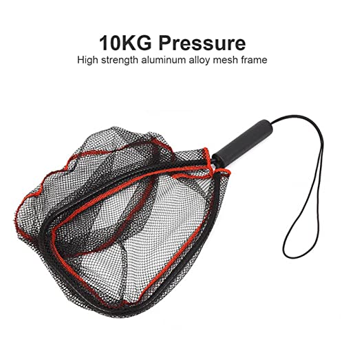 Fishing Net Portable 18inches Fly Fishing Net Freshwater for Trout Soft Rubber Mesh Floating Hand Net for Catch and Release Landing Nets for Fishing