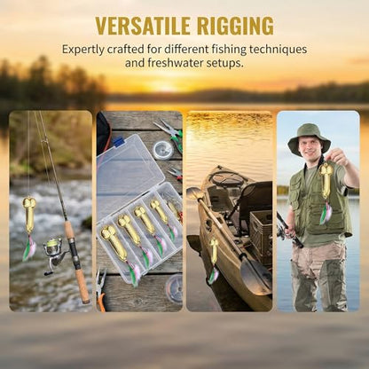 Gag Fishing Lures Set Metal Luminous Sequin Spoons Funny Top Water Bass Fishing Lures Fishermen Gear Spinner Baits Freshwater Saltwater Equipment Fishing Hook for Fishing Lover Men - color: Gold