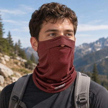 Sun Protection Face Mask with Neck Cover, Cooling Breathable Ear Loop Neck Gaiter for Fishing Cycling Running - color: Burgundy