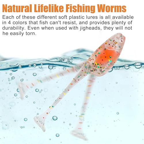 Crappie Lures Soft Plastic Fishing Lures Kit, 52pcs Glow Paddle Tail Swimbaits with Glitter, Mini Fishing Baits for Crappie Bluegill Trout Bass Perch Panfish, Freshwater Tackle Kit - color: 52pcs Crappie Jigs Lure Kit