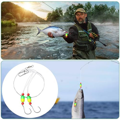 JellyArch 12 Pcs Pompano Rigs for Surf Fishing Offshore Surf Fishing Rigs Saltwater Gear Tackle with 2/0 Circle Hooks Double Circle Swivels Duo Lock Snaps - color: Yellow Green