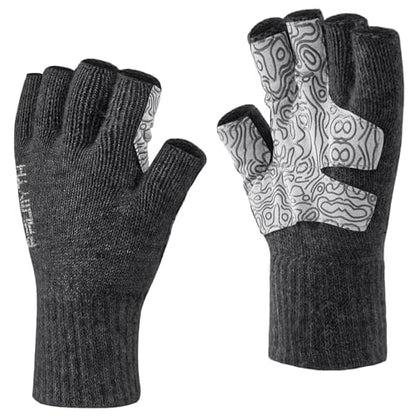 Palmyth Wool Fingerless Fishing Gloves - Warm for Men & Women: Cold Weather Fly Fishing, Ice Fishing, Photography & Hunting - color: Obsidian, size: Large-X-Large