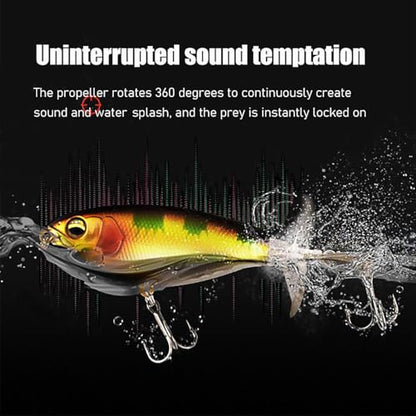 Topwater Fishing Lures with Floating Rotating Tail,Floating Lure for Bass Catfish, Water Fishing Lure for Freshwater or Saltwater, 5pcs with Storage Box.
