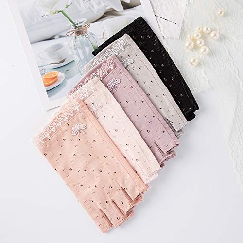 Gongxue 4 Pairs Women Sunscreen Fingerless Gloves UV Protection Driving Riding Fishing Cotton Mittens - color: Mix 2