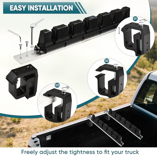 GADFISH Fishing Rod Holder for Truck Bed, Hold 6 Fishing Rods At Once, Adjustable Fishing Rod Holder Fits Most Fishing Rods, 2 Mounting Options