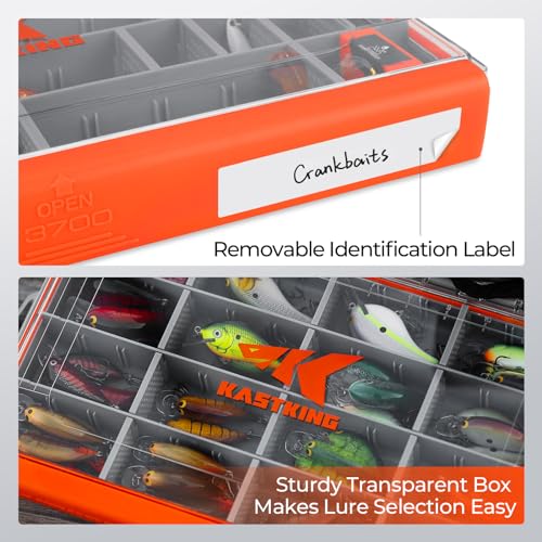 KastKing HyperSeal Waterproof Tackle Box, Waterproof 3600 and 3700 Tackle Trays, Fishing Tackle Box Organizer with Removable Dividers, Lure Box and Terminal Tackle Storage - size: 3700 (2 Packs)