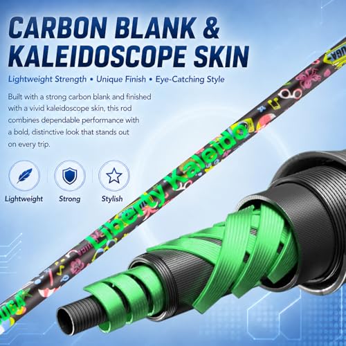 SOUGA Fishing Rod, Liberty Kaleido Carbon Spinning & Casting Rod, 2 Piece Medium Action Bass Trout Rod with SIC Ceramic Guides, EVA Grip, Reel Seat, Hook Keeper, 5.6 & 6ft, 4-14lb Line - size: 5.9 Feet