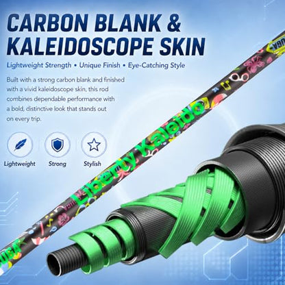 SOUGA Fishing Rod, Liberty Kaleido Carbon Spinning & Casting Rod, 2 Piece Medium Action Bass Trout Rod with SIC Ceramic Guides, EVA Grip, Reel Seat, Hook Keeper, 5.6 & 6ft, 4-14lb Line - size: 5.9 Feet
