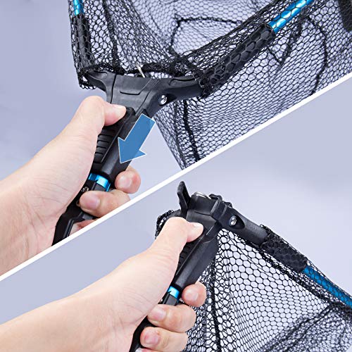Foldable Kayak Landing Net Kit, 4PCS Fishing Tool Set | With Pliers, Fish Gripper & Hook Remover for Kayak Fishing, Boating, Shore Fishing, Freshwater & Saltwater - color: Blue2 4pcs Fishing Tools Kit