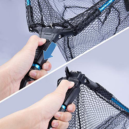 Foldable Kayak Landing Net Kit, 4PCS Fishing Tool Set | With Pliers, Fish Gripper & Hook Remover for Kayak Fishing, Boating, Shore Fishing, Freshwater & Saltwater - color: Blue2 4pcs Fishing Tools Kit
