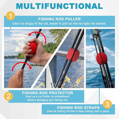 Fishing Rod Holder Straps, 2pcs Silicone 5-Holes Fishing Rod Fixed Ball, Fly Fishing Puller Fishing Accessories for Fishing Pole - style: Yellow-2pcs