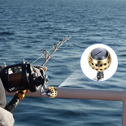 Baitcasting Power Handle, Metal Round Fishing Reel Rocker Handle Knob Replacement Parts - color: Silver/Champagne Gold