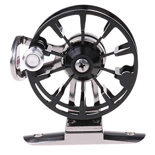 Full Metal Ultra-Light Former Ice Fishing Reels Wheel Fly Reel Aluminum Fly Little Inline Lightweight Rod and Combo Rods Accessories - color: black