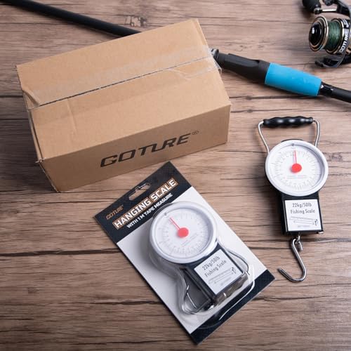 Goture 2Pcs Fishing Hanging Scale, Mechanical Kitchen and Fish Fishing Scale, Multi-Purpose Portable Hand Held Dial Weight Scale with Tape Measure (50 Lbs / 22Kg) - color: 2Pcs Fishing Scales