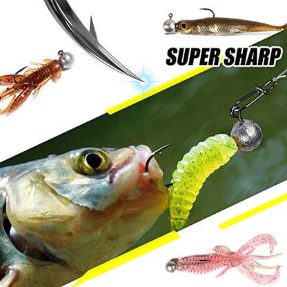 AMYSPORTS Bass Saltwater Jig Head Hooks Freshwater Sharp Jig Hooks Lead Round Ball Fishing Jigs Lead 1/8oz-1/2oz - size: Size2 (3/16oz.) 25 pcs