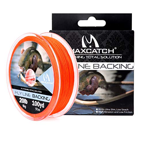 M MAXIMUMCATCH Maxcatch Braided Fly Line Backing for Fly Fishing 20/30lb(White, Yellow, Orange, Black&White, Black&Yellow, Blue, Pink, Green, Purple) - color: Orange, size: 20lb,100yards