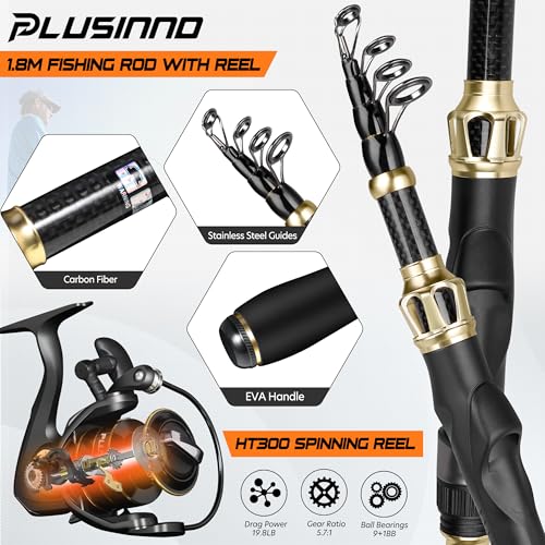 PLUSINNO Fishing Gear,Full Fishing Pole kit Include Fishing Rod and Reel Combo, Tackle Box with Fishing Lures, Fishing Accessories, Fishing Pliers,Fishing Gifts for Men with Fishing Tool Kit - style: Orange Fishing Combo With Fishing Net