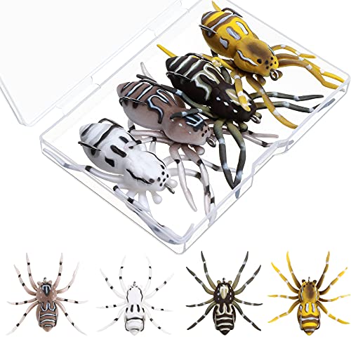 Sumind 4 Pieces Spider Lures Fishing Bass Spider Lure Freshwater Fishing Lures for Bass 1.9 Inch Length Weigh 0.2 oz - color: Multi Color