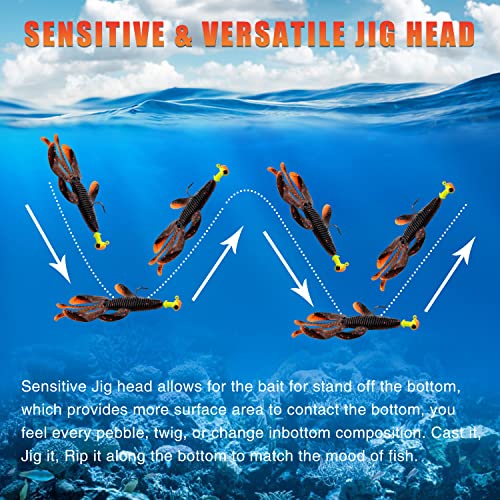 Fishing Jig Heads Kit,Football Painted Head Jig Hook with Double Eye Glow Crappie Bass Jig Head Hooks 1/8oz 3/16oz 1/4oz Fishing Jig Hooks for Freshwater Saltwater - color: Crappie Jig heads-1/4 oz-30 Pack