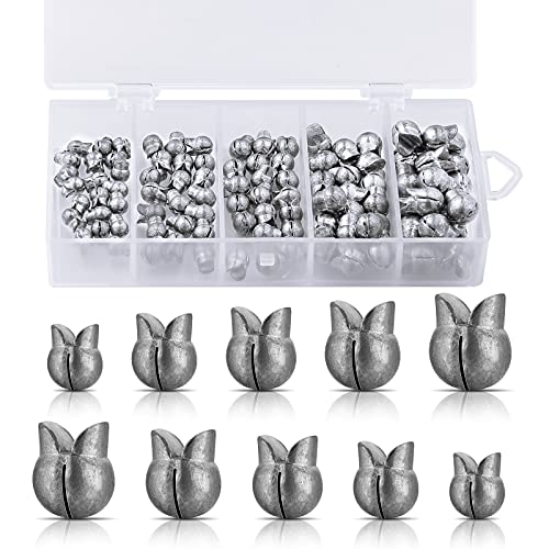 Gejoy 100 Pcs Fishing Split Shot Sinker Kit Removable Round Fishing Egg Weights Sinkers Tackle Set for Fisherman - size: Small Size