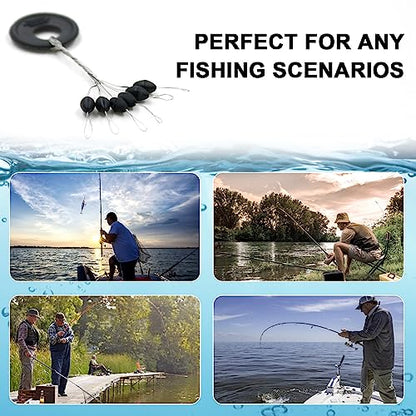 600 Pieces Fishing Bobber Stops, Float Sinker Stops, Portable Fishing Accessories, Freshwater Saltwater Bobbers for Fishing, Slip Float Tackle Kit - size: M (Oval)