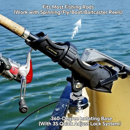 HITORHIKE Fishing Rod Holder Universal Fit Kit Allows for 360-degree Adjustment Kayak Fishing Boat Powerlock Rod Holder - style: Fishing Rod Holder X2+side Mount X2