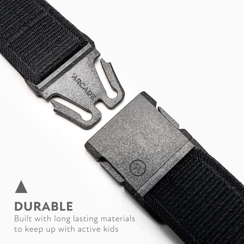 Arcade Belts A2 Youth Unisex Adventure Stretch Belt | Heavy Duty Elastic, Metal Free Buckle - color: Atlas - Black