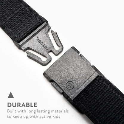 Arcade Belts A2 Youth Unisex Adventure Stretch Belt | Heavy Duty Elastic, Metal Free Buckle - color: Atlas - Black
