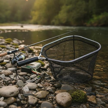 Landing Net Head Replacement with Rubber Mesh and Aluminum Alloy Frame for Freshwater Fishing (1 PC) - size: 11.81 x 14.17 x 10.24"
