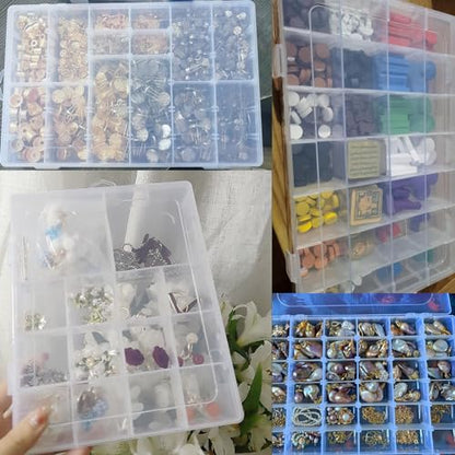 Xiaoyztan Clear Plastic Organizer, 18 Grids with Adjustable Dividers, Jewelry Box Bead Storage Container for Small Parts, Fishing Tackle, DIY Crafts, and Earrings, Overall 7.9 x 5.7 x 1.1 inch - size: 7.9x5.7x1.1 in