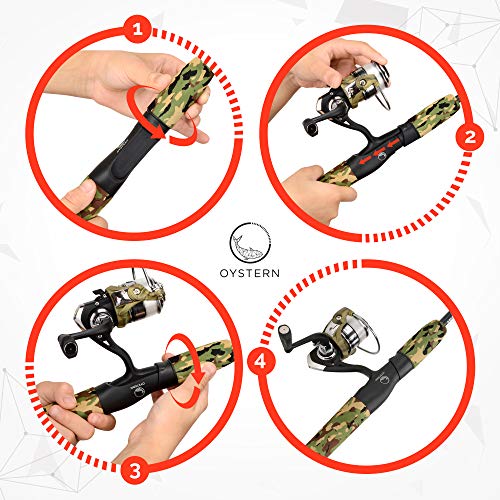 Kid’s Fishing Pole Kit with Spinning Reel - 62 Piece Tackle Bag, 4lb Line - Including Beginner’s Guide eBook - Toddler Fishing Pole Combo - Youth Telescopic Portable Rod - Kids Fishing Gear