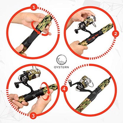 Kid’s Fishing Pole Kit with Spinning Reel - 62 Piece Tackle Bag, 4lb Line - Including Beginner’s Guide eBook - Toddler Fishing Pole Combo - Youth Telescopic Portable Rod - Kids Fishing Gear