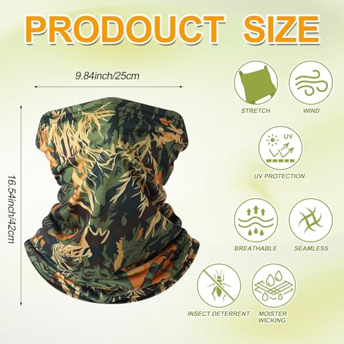 SATINIOR Summer Camo Neck Gaiter UV Protection Cooling Face Mask Sun Hood Bandanas for Men Women Sunscreen Breathable Bandana - style: Hunting Style
