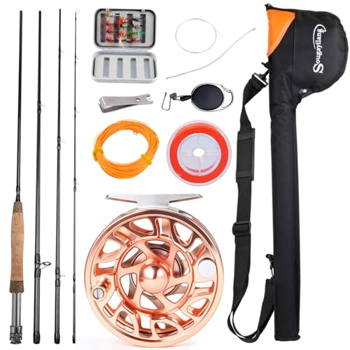 Sougayilang Fly Fishing Rod and Reel Combo, 5/6 Weight, Lightweight Portable, Starter Package