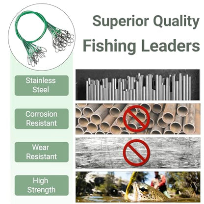 Atibin Swivels Line Fishing Leaders Steel Wire Stainless Fishing Leader Saltwater Heavy Duty Wire Leader Fishing Black Nickel - size: #6 (11.8in-70lb) 30pcs