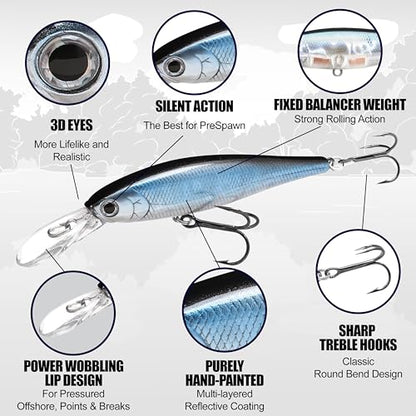 LUCKY CRAFT Pointer 78DD Freshwater Fishing Lure and Gear for Bass & Trout, 3 inch Deep Diving Suspending Jerkbait Fishing Line, Pressure-Ready Fish Bait, Premium Gear for Tackle Box, - color: 269 BE Gill