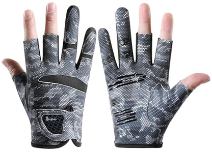 SUJAYU Fishing Gloves Men & Women, Anti-Slip & Breathable Laxuery Palm Kayak Gloves, 3-Cut Fingers UV Protection Gloves Ice Fishing Gloves Fly Fishing Accessories - color: Black, size: X-Large