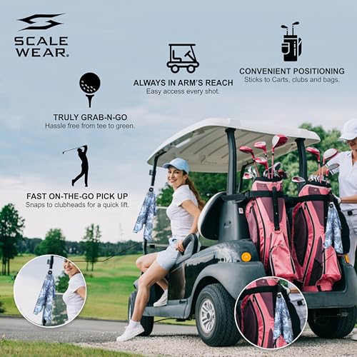 Magnetic Microfiber Waffle Golf Towel – Large 16"x24" Clean Golf Club Ball Magnet Clip to Hang on Bag Cart Strong Premium Ultra Absorbent Gear Blue Tropical Men (Blue Palms) - color: Blue Palms