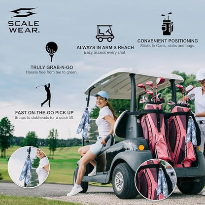Magnetic Microfiber Waffle Golf Towel – Large 16"x24" Clean Golf Club Ball Magnet Clip to Hang on Bag Cart Strong Premium Ultra Absorbent Gear Blue Tropical Men (Blue Palms) - color: Blue Palms