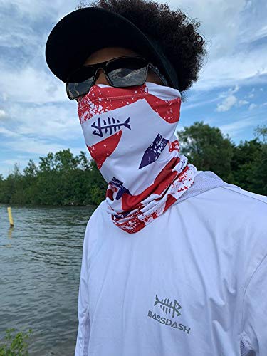 BASSDASH UPF 50+ UV Sun Protection Neck Gaiter Fishing Mask Hunting Kayaking Hiking Cycling Ski Sports - color: Americana
